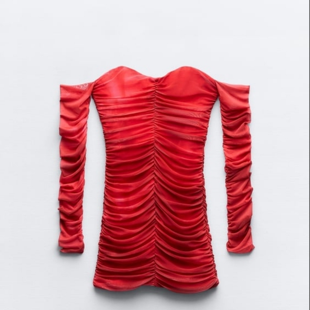 Zara Ruched Tulle Corset Style Dress